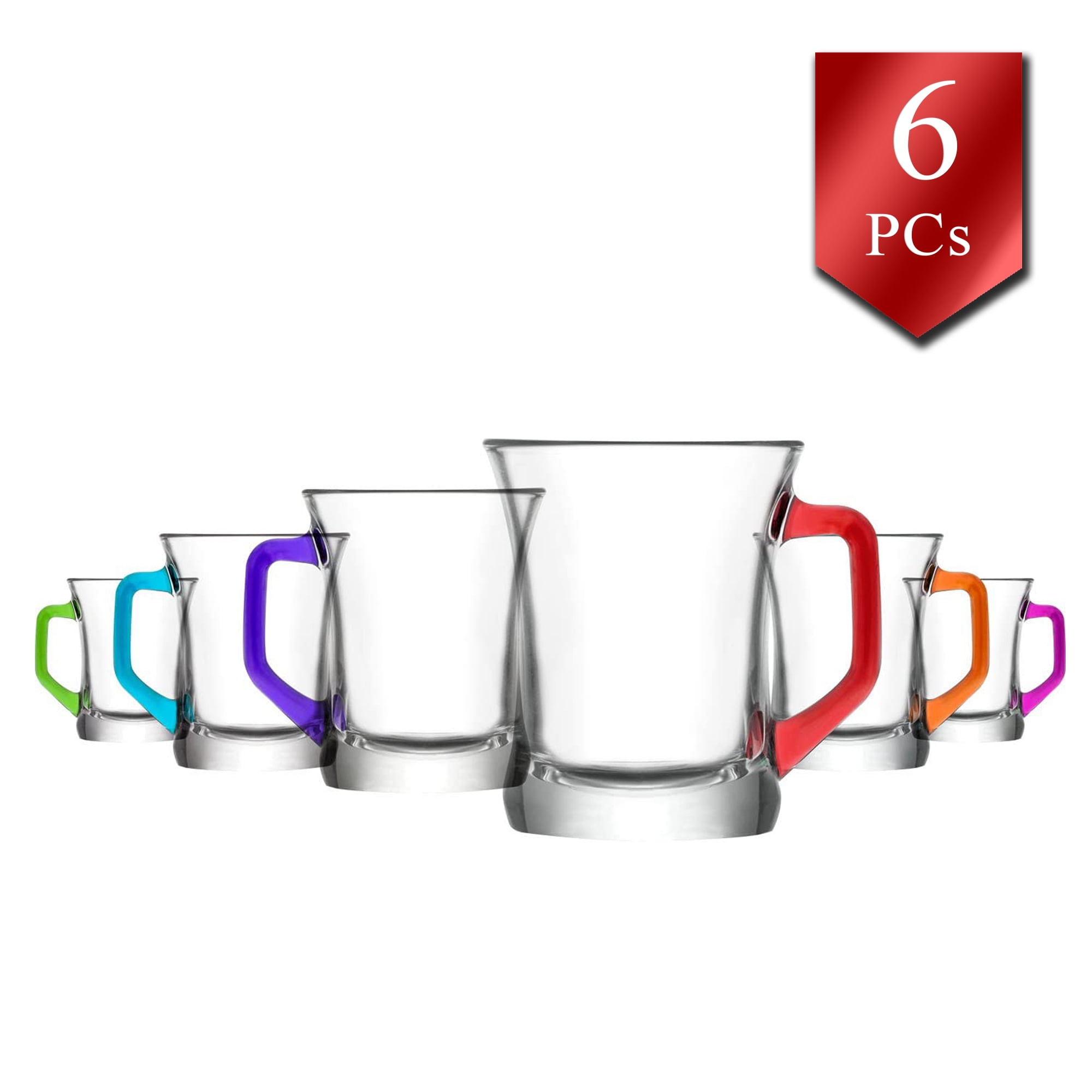 Set 6 MUGS CUPS Coffee Clear Glass to3530 