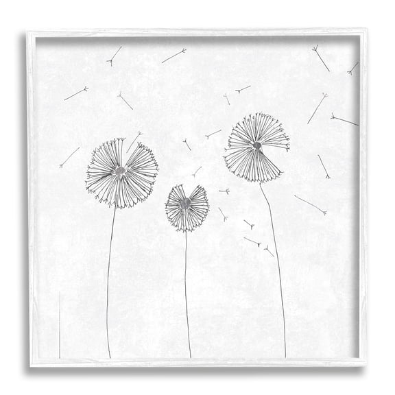 Stupell Industries Dandelion Florals Flying Seeds Flower Line Art Drawing,17 x 17, Design by Cloverfield & Co.