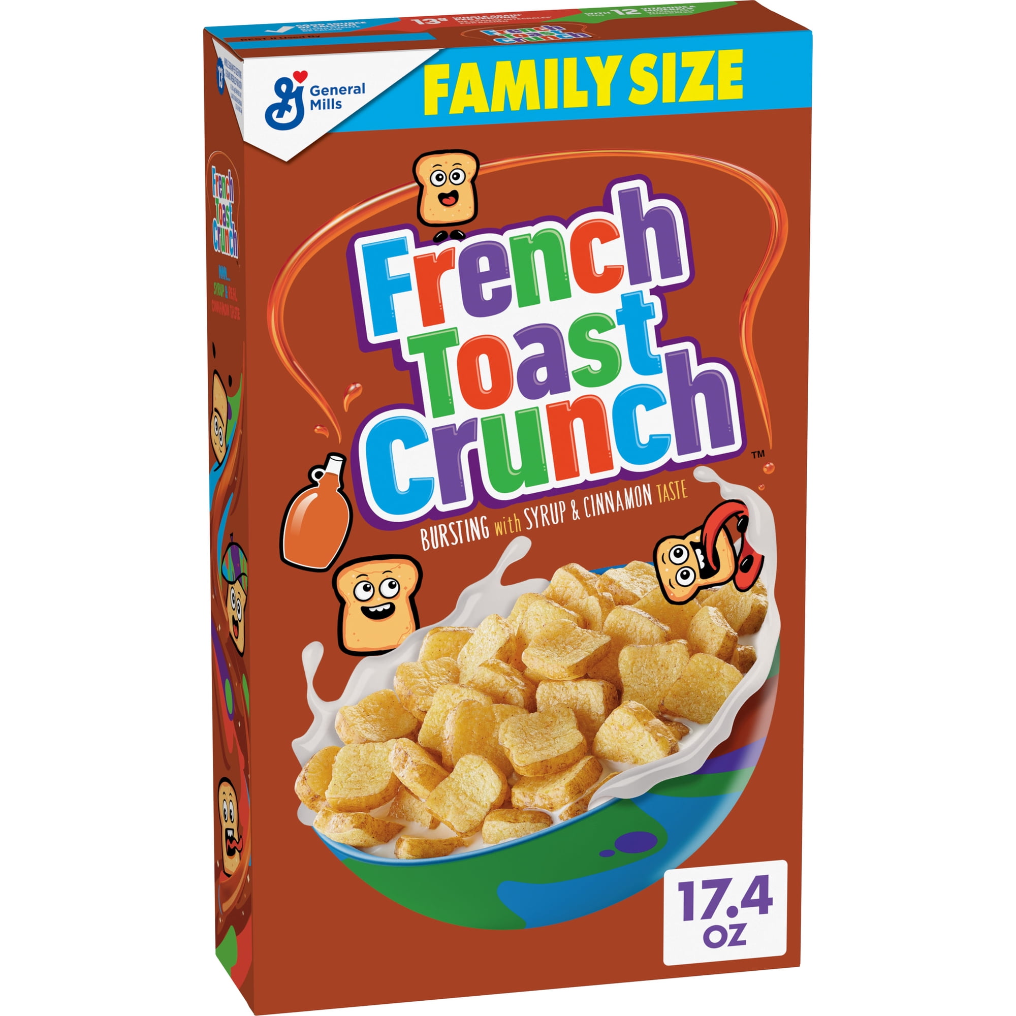 French Toast Crunch Breakfast Cereal, Syrup and Cinnamon Taste, Family Size, 17.4 oz