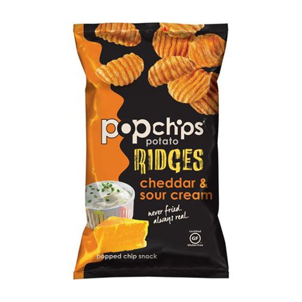 Popchips Potato Ridges Cheddar and Sour Cream Chips 0.8 oz Bags - Pack ...