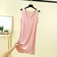 thumbnail image 2 of Wangmeiwg Women's Summer V Neck Sleeveless Nightgown Comfortable Sleepshirt For Home Relaxation Basic Solid Color Sleepwear Night Dress, 2 of 4
