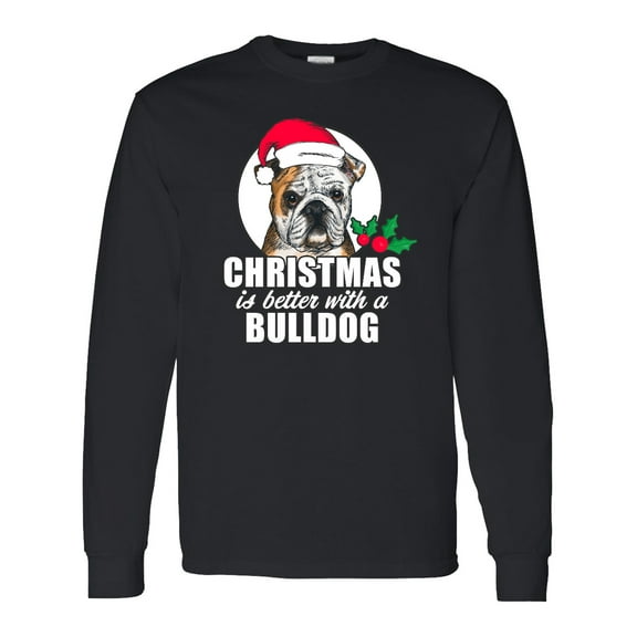 Inktastic Christmas is Better with a Bulldog Long Sleeve T-Shirt