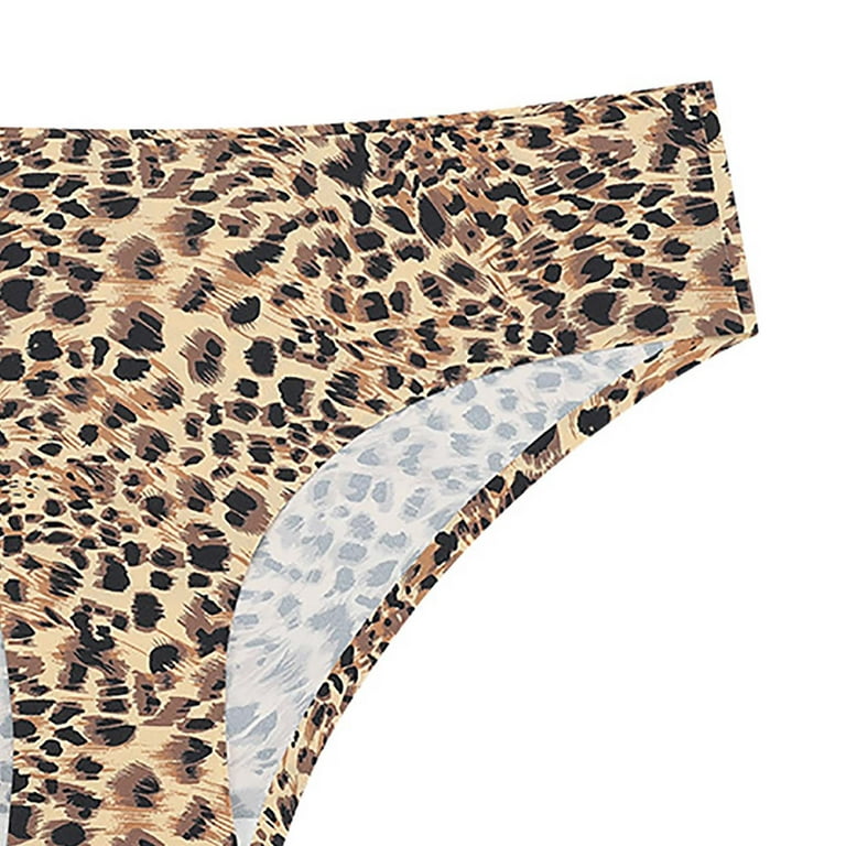 Underwear for Women's Ice Silk Leopard Print Briefs Sexy Low Waist T-Back  Panties Cheeky Hipster Thongs Underpant