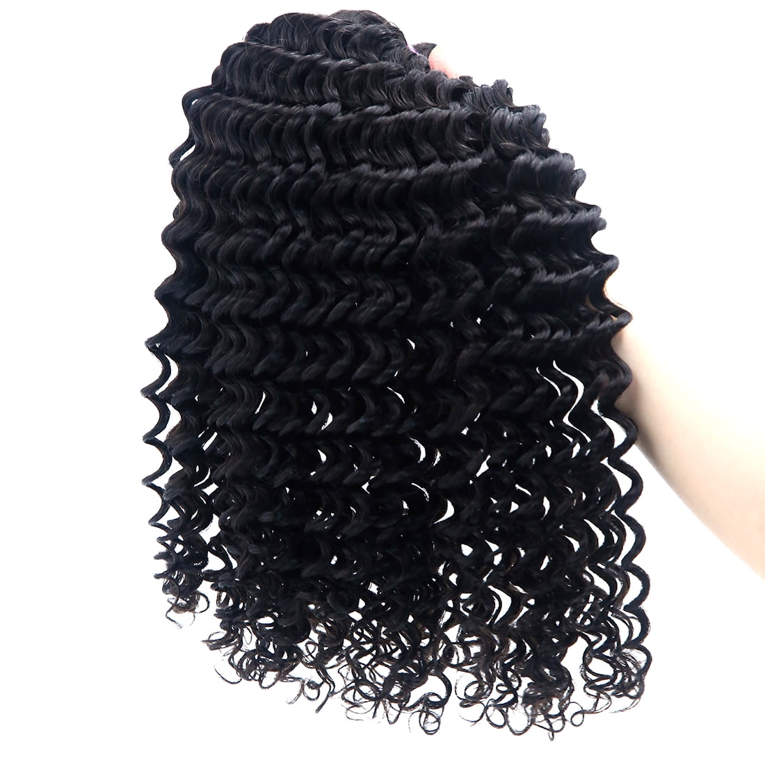 USTAR Brazilian Remy 9A Human Hair Deep Wave 3 Bundle Hair Weave Extensions Natural Black Color 22"+24"+26"