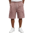 thumbnail image 5 of Resicozy Cargo Shorts for Men Cotton Summer Casual Work Shorts Drawstring Elastic Waist Stretch Bottoms with Pockets Watermelon Red S, 5 of 7