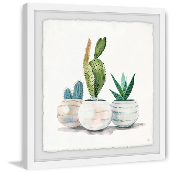Cacti in Round Pots Framed Painting Print