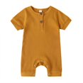 thumbnail image 1 of Newborn Baby Short Sleeve Romper Knit Ribbed Solid Color Cotton Jumpsuits, 1 of 7
