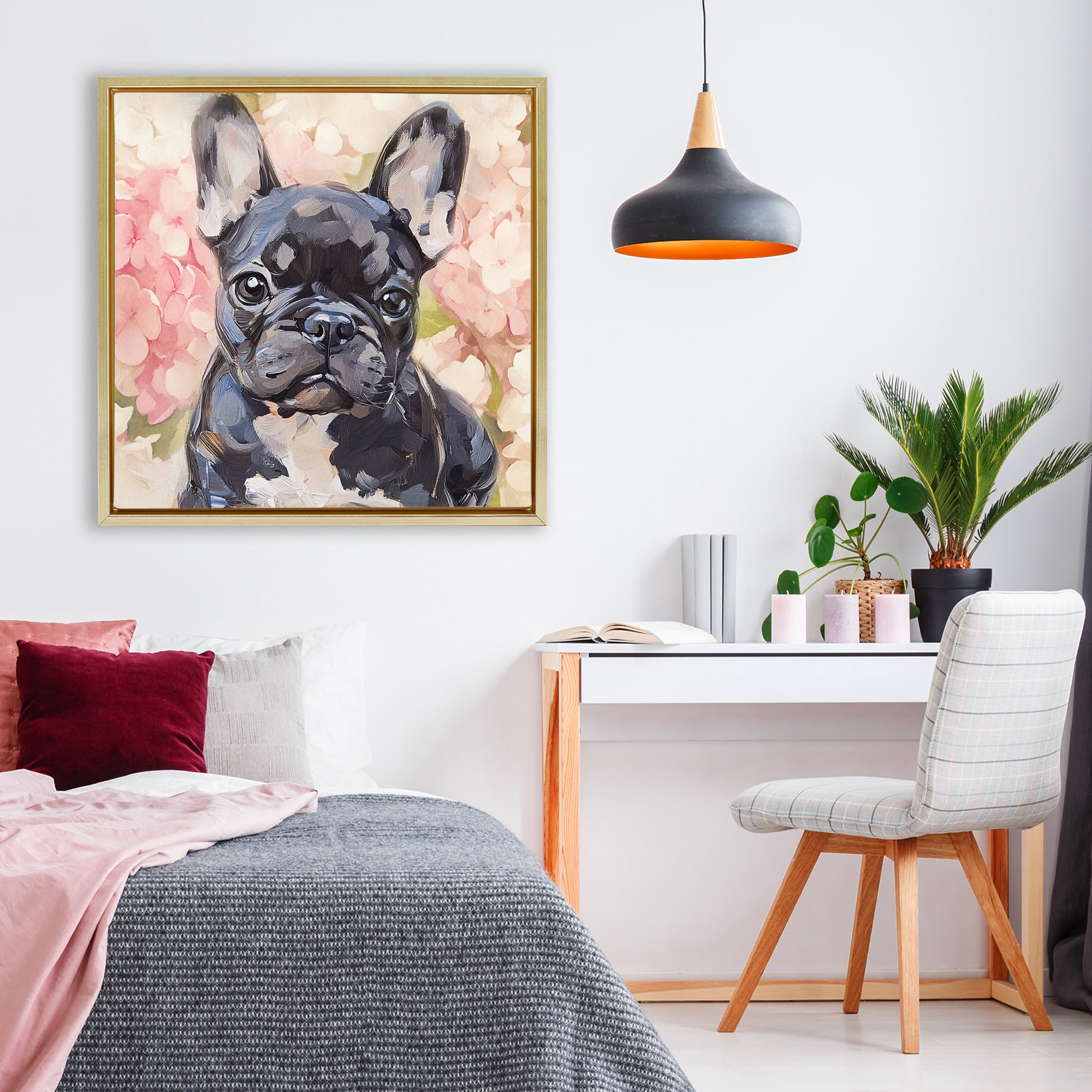 Stupell Industries Sweetest Little Bulldog Gold Framed Floater Canvas Wall Art, design by Tina LeCour