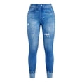 thumbnail image 6 of Favoffer Women's Imitation Denim Yoga Pants High Waist Tight Fit Hip Lifting Tummy Control Stretch Casual Trousers Outdoor Fitness Activewear, 6 of 7