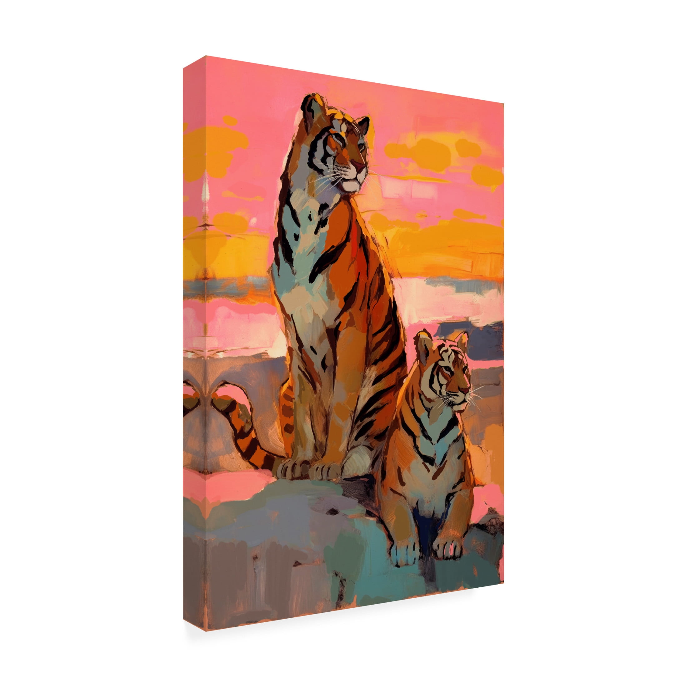 Trademark Fine Art Treechild Tigers At Sunset Canvas Wall Art