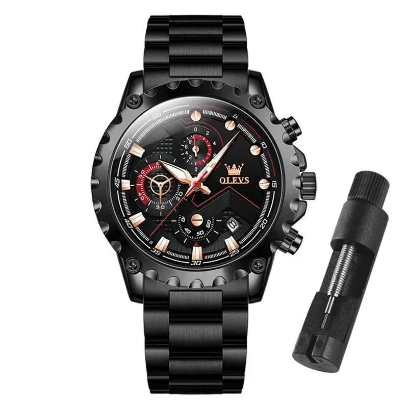 腕時計、アクセサリー メンズ腕時計 1pc New Olevs Brand Watch Luminous Chronograph Calendar Large Dial 