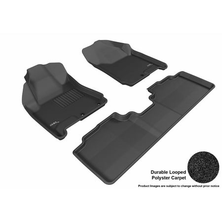 - 3D MAXpider Stylish Custom Fit All Weather Floor Mats for 2010-2016 Cadillac SRX Front & Second Row in Black Carpet