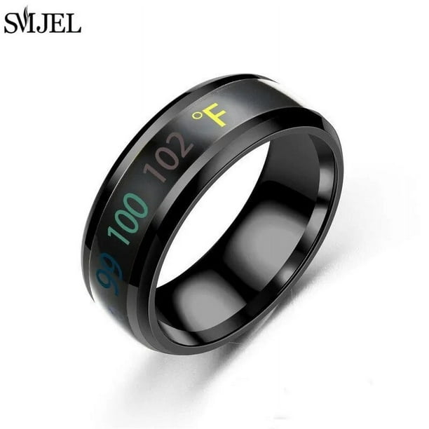 Anillo de temperatura corporal con Sensor inteligente para hombre y mujer, sortija multifuncional con pantalla de acero inoxidable, prueba de temperatura en tiempo Real