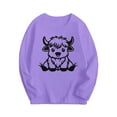 thumbnail image 2 of SGFCWSX Long Sleeve Shirts for Kids Girls Calf Print Tops Casual Fall T-Shirts Purple Size 11-12 Years, 2 of 4