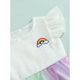 thumbnail image 6 of Bagilaanoe Toddler Baby Girl Summer Patchwork Dress Flying Sleeve Rainbow Party Mesh Dress Lace Tutu Dress, 6 of 9