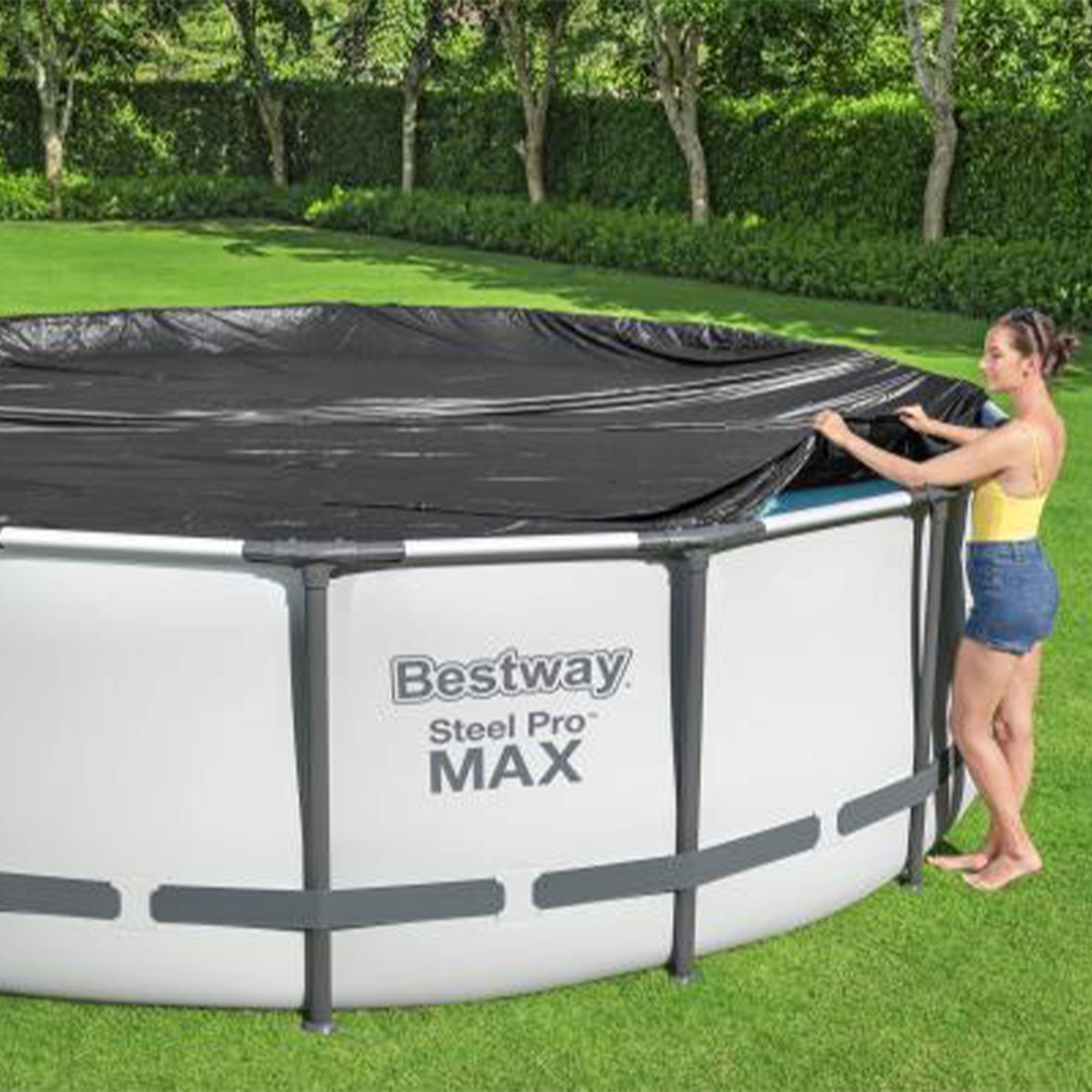 Bestway Flowclear 18' Swimming Pool Cover for Above Ground Frame Pools (Cover Only)