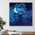 thumbnail image 3 of HFDF Canvas Print Wall Art Crescent Moon on Swirling Star Line Art Astronomy & Space Sky Digital Art Modern Art Global Scenic Colorful Multicolor for Living Room, Bedroom, Office 16x12inch Framed, 3 of 5