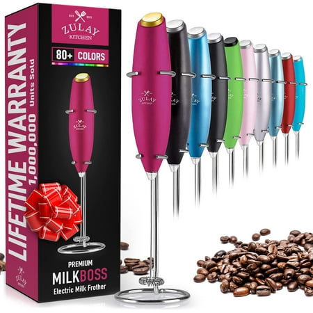 

Zulay Kitchen High Powered Milk Frother Foam Maker for Lattes Matcha Frappe & More - Hot Pink w/ Gold