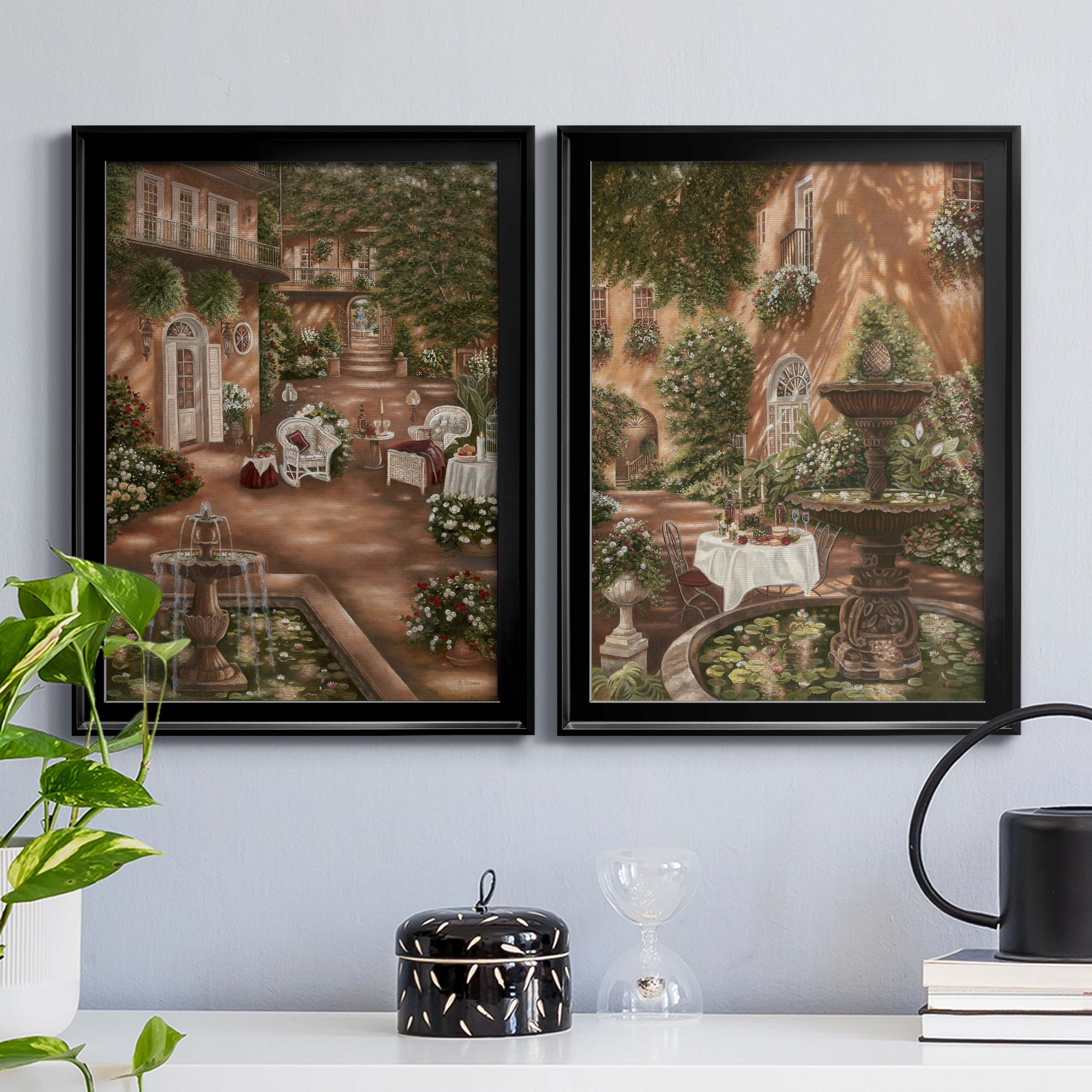 2 Piece Set Evening Cocktails I Premium Framed Canvas - Ready to Hang - 18.5 x 24.5 Each - Black Frame