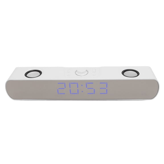 Bluetooth Computer Speaker HiFi Stereo Subwoofer Desktop Soundbar with Alarm Clock FM Radio for Laptop PC Gaming 16.9 x 4.3 in / 43 x 11 cm White
