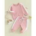 thumbnail image 3 of Wassery Toddler Girl Fall Outfits Set 6M 12M 18M 24M 2T 3T Baby Girl Long Sleeve Contrast Color Sweatshirt Tops and Elastic Waist Sweatpants 2Pcs Casual Autumn Clothing for Infant Girl, 3 of 9