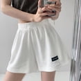 thumbnail image 3 of Sports Shorts Women Shorts Homewear Bottoms Hot Pants Pockets Elastic Waist Casual High Waisted Baggy Gym Shorts Solid Color, 3 of 6