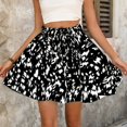 thumbnail image 2 of Women Cotton Linen Casual High Waist Drawstring Retro Printed Boho Shorts Pants Summer Beach Loose Fit Wide Leg Shorts Trendy Vacation Bottom Black L, 2 of 6