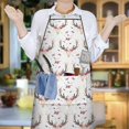thumbnail image 6 of White Deer Antler Flower Pattern Apron-Garden Aprons for Women with Pockets-Cotton Linen Waterproof Kitchen Cooking Gardening Aprons Adjustable for Kitchen,Cooking,BBQ and Salon 33x27 Inch, 6 of 7