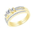 thumbnail image 2 of AFFY White Cubic Zirconia Three Stone Bridal Ring Set 14k Yellow Gold over Silver Ring-5, 2 of 2