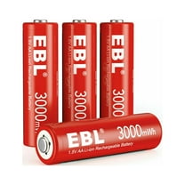 EBL AA Lithium Batteries, 1.5V 3000mWh Rechargeable AA Batteries Long Lasting Double A Battery 4 Pack