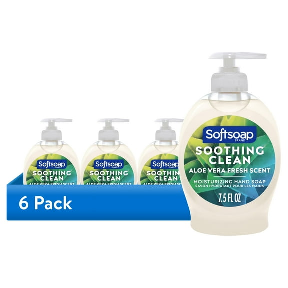 (6 pack) Softsoap Soothing Clean Aloe Liquid Hand Soap, Kitchen and Bathroom Hand Soap, 7.5 fl oz