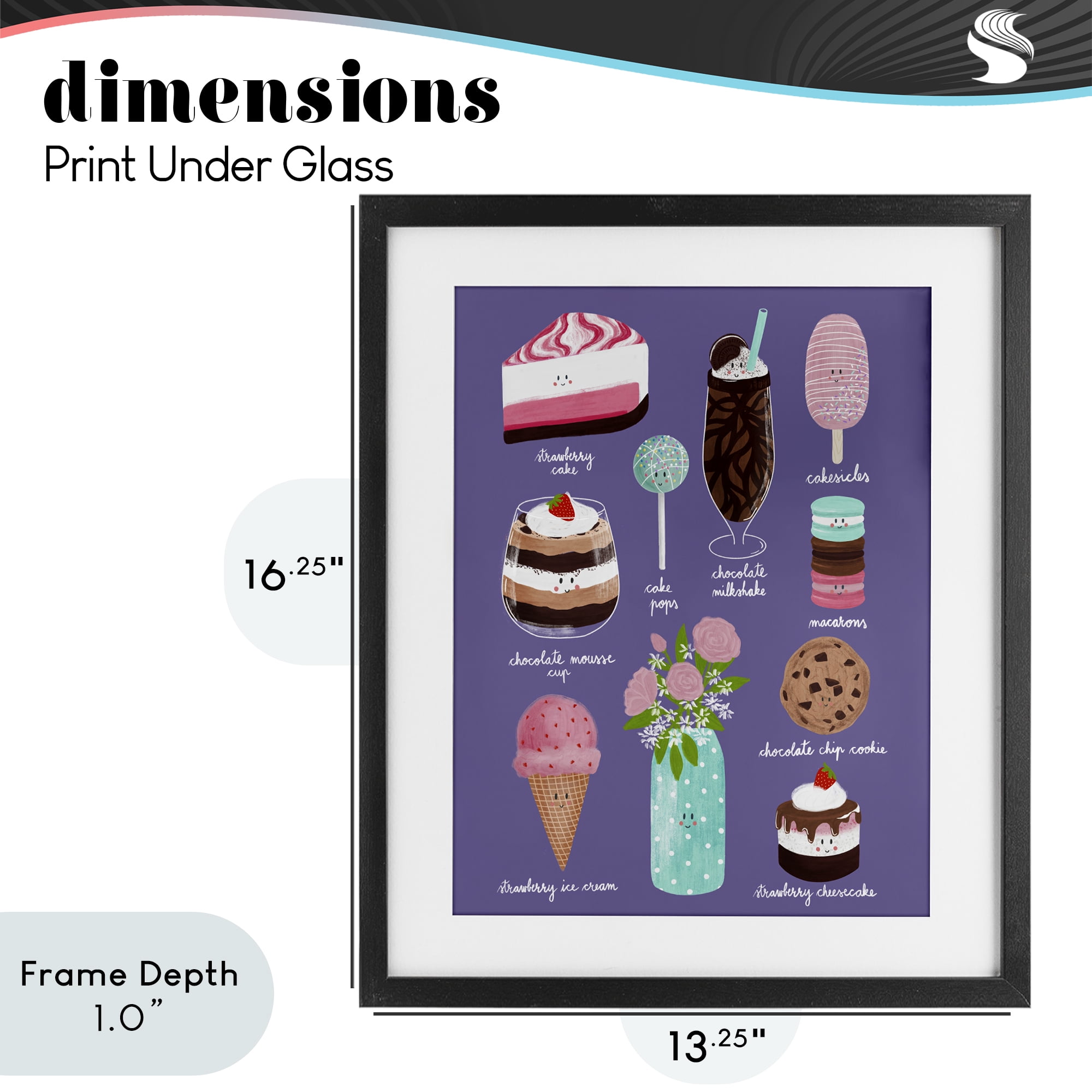 Stupell Industries Decadent Desserts & Flowers Black Framed Print Under Glass, design by Metka Hiti