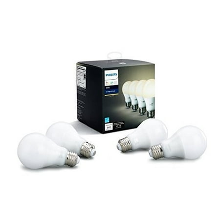 Philips Hue White A19 60W Dimmable LED Smart Bulbs California Title 20, 4 Pack