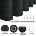 thumbnail image 5 of SIXLON Black Waffle Shower Curtain, Fabric Bathroom Curtain 72" x 72" with 12 Hooks, 5 of 6