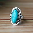 thumbnail image 4 of Blue Turquoise Ring, 925 Silver Ring, Oval Cut Gemstone, Statement Ring, Healing Crystal Ring, Bohemian Ring, Men's Signet Ring, Charm Ring, 4 of 6