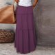 thumbnail image 5 of falda de cintura elástica de color sólido de moda para mujer falda larga suelta casual de cintura alta con lazo púrpura / xl, 5 of 6