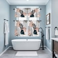 thumbnail image 4 of Bohemian Navy Kitchen Curtains Valances and Tiers Set of 3 Pink Tropical Palm Trees Plants Abstract Art Tier Curtains and Valance with Rod Pocket for Small Windows, 27.5"x24", 4 of 9