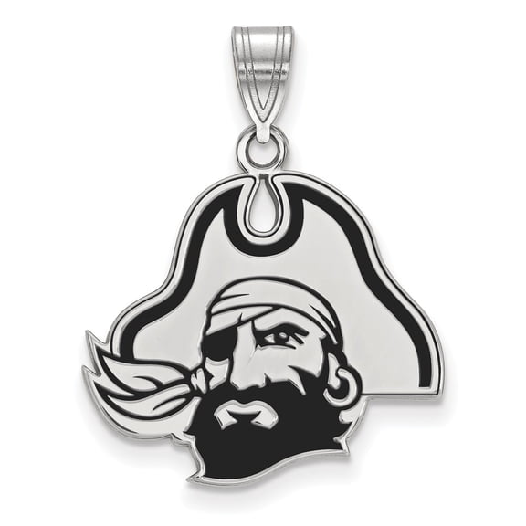 Sterling Silver LogoArt East Carolina University Pirate Large Enameled Pendant Charm