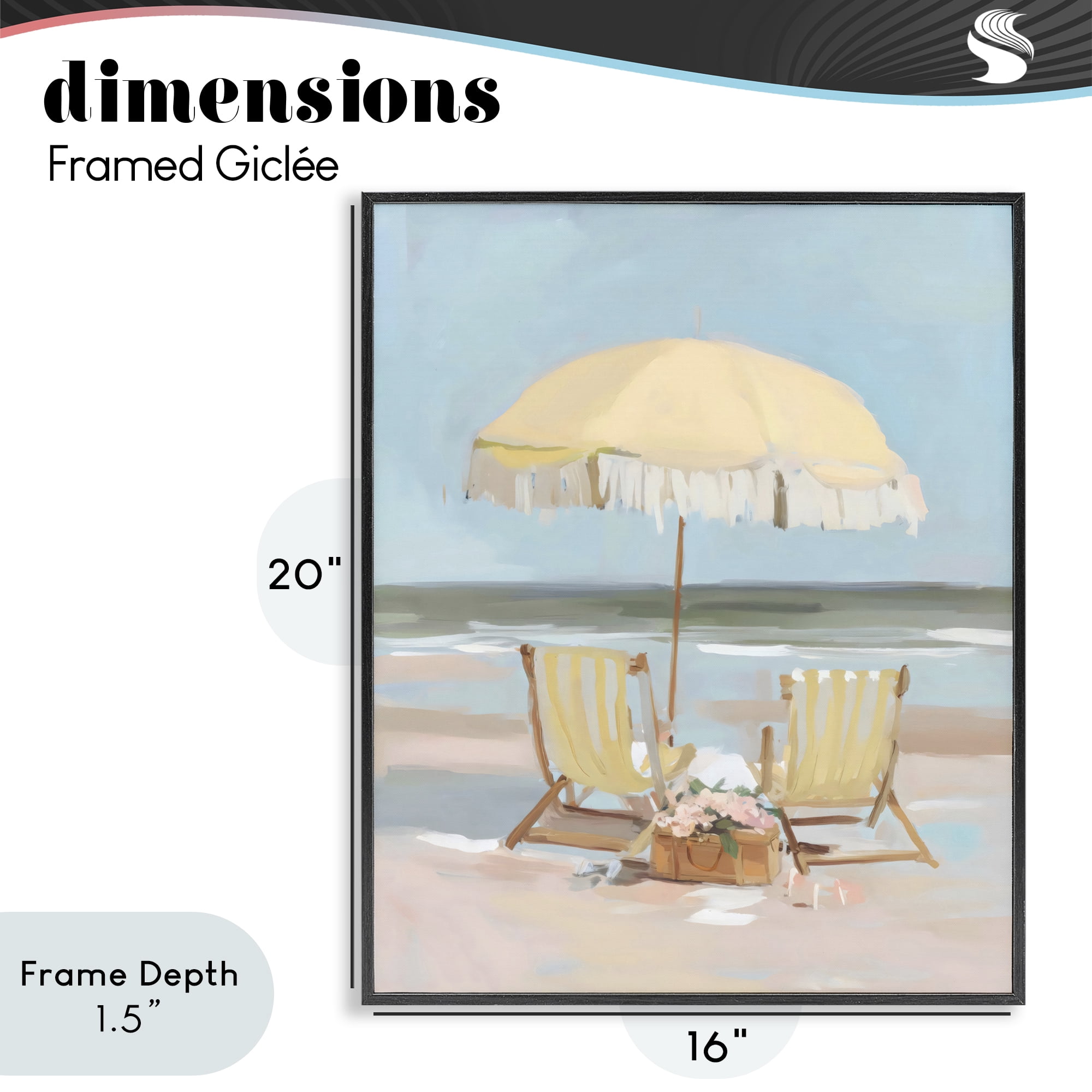 Stupell Industries Yellow Chairs Beach Relaxation Black Framed Giclee Art, design by Sisi and Seb