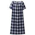 thumbnail image 6 of Women's Plus Size Nightgown Floral Print Long Sleepshirt Short Sleeve Square Neck Nightdress Comfy Lace Neckline Oversized Pajama Dress ,Navy Plaid XL-5XL, 6 of 9