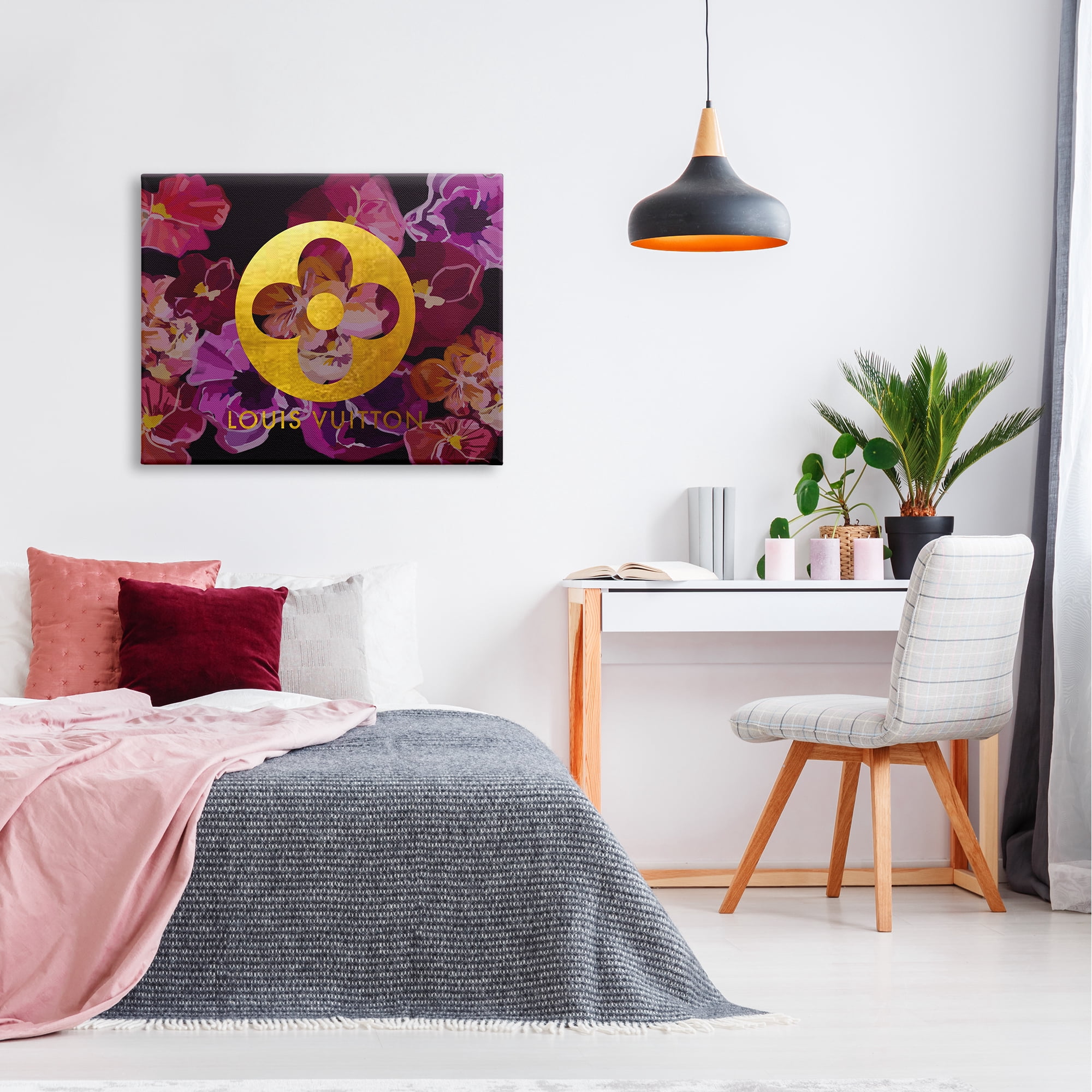 Stupell Industries Fashion Brand Purple Flowers Beauty & Fashion Painting Gallery Wrapped Canvas Art Print Wall Art, 40 x 30