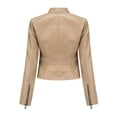 thumbnail image 4 of Defitshape Women's Faux Leather Jacket Winter PU Jackets Moto Vintage Full Zip Motorcycle Spring Snow Biker Coat Apricot Large, 4 of 4