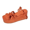 thumbnail image 3 of Women's Lace-Up Platform Sandals, Wide Width Open Toe Summer Sandals for Women, Suede Chunky Wedge Casual Shoes, Non-Slip Walking Sandals, 3 of 5