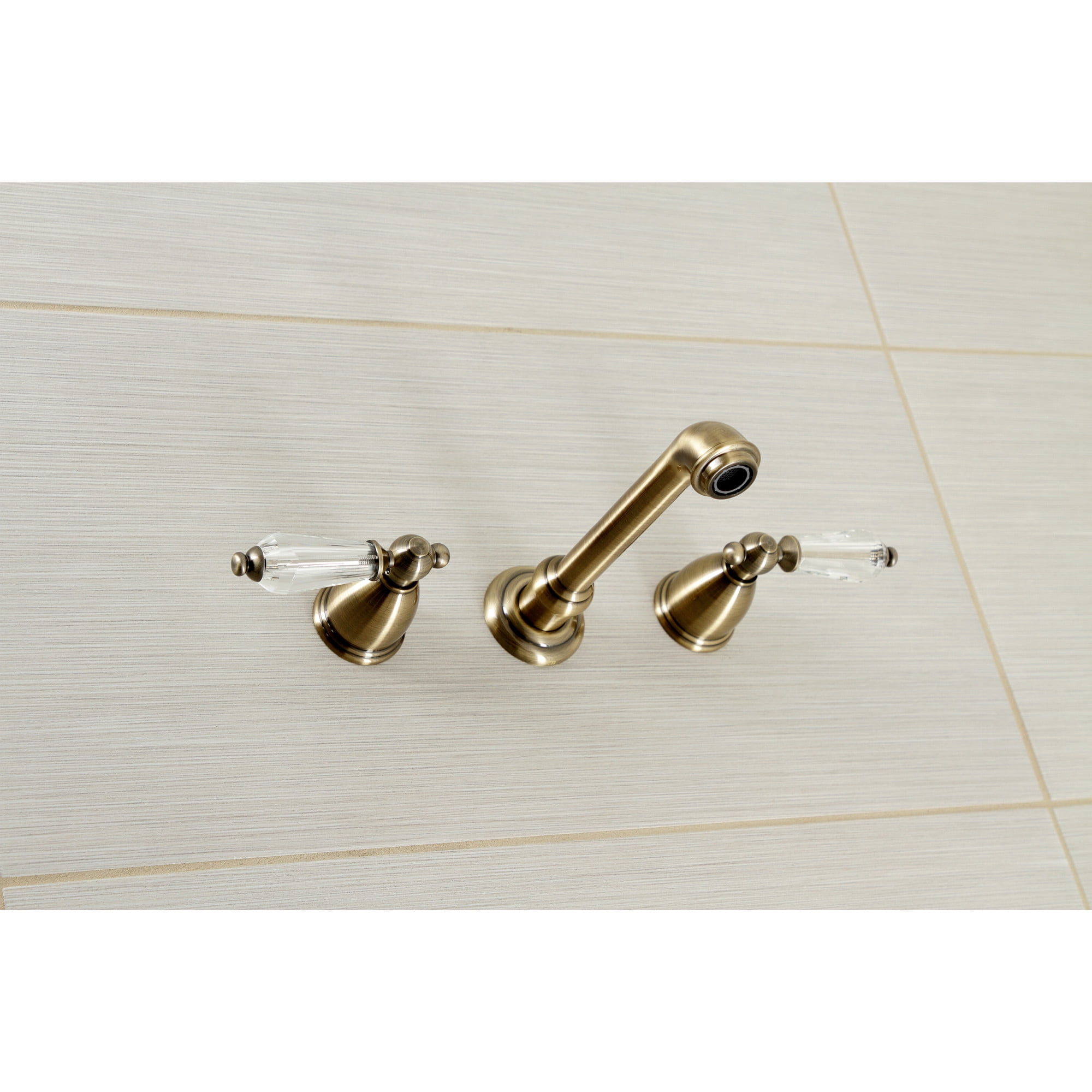 Kingston Brass KS7023WLL Wilshire Two-Handle Wall Mount Roman Tub Faucet, Antique Brass
