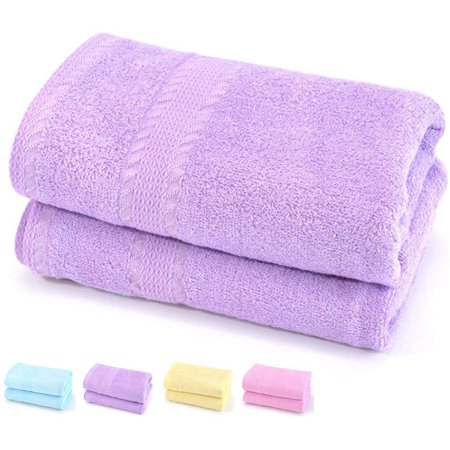 Bamboo Fiber 360g Quality Bath Towel(2 Pack, 28" x 55") for Girls, Soft, Super Absorbent and Fast Drying Towels, Multipurpose Use for Sports, Travel, Fitness, Yoga (Purple, Bath Towel)