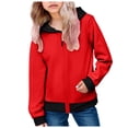 thumbnail image 3 of YDFCWXW Kids Hoodies and Sweatshirts Color Block Long Sleeve Zipper Coat Autumn Winter Cozy Fleece Hooded Jacket for Active Play (Red, 150), 3 of 6