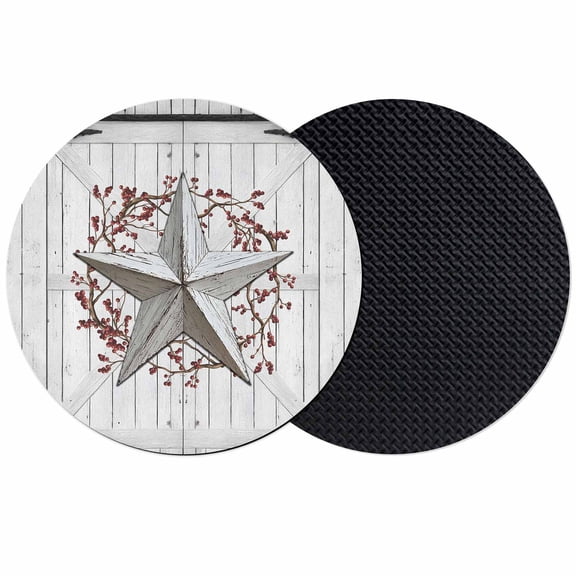 Texas Star Retro Coasters Set of 2, Absorbent Coasters for Drinks, Vintage White Wooden Berry Coaster for Desk Coffee Table Protection, Home Decor House Warming Gifts 4"