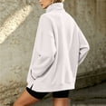 thumbnail image 4 of Lenpel Sweatshirts for Women Fall Mock Neck Long Sleeve Tops Oversized Solid Color Casual Loose Warm Pullover(White,Medium), 4 of 7