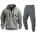thumbnail image 3 of MLQIDK Men's Big and Tall 2 Piece Set Workout Gym Fleece Hoodie and Cargo Sweatpants Athletic Track Suits Winter Casual Sweatsuits Jogging Sweat Suits Lounge Outfit Light Blue XL, 3 of 5