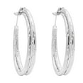 thumbnail image 5 of Textured Twisted Hoop Earrings - Silver Tone 1.5 Inch Classic Fashion Hoops Jewelry Silver, 5 of 7